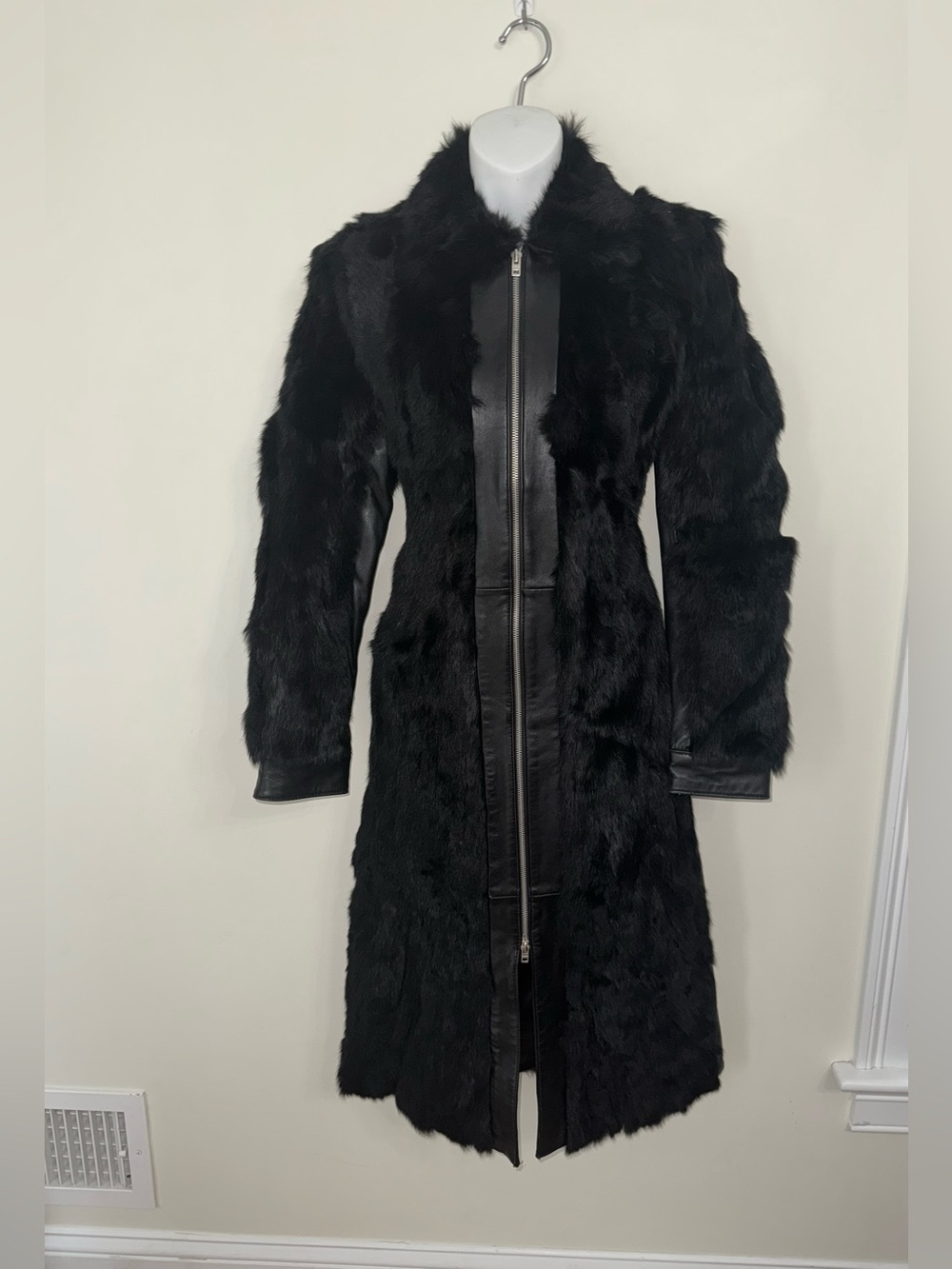 Vintage bebe leather and fur long coat